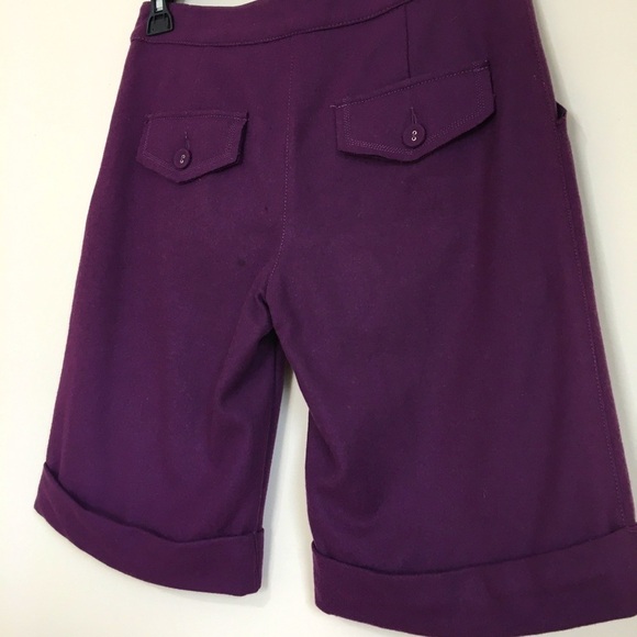 Vintage 90's Purple Wool blend 10 inches Suit short - Picture 7 of 16